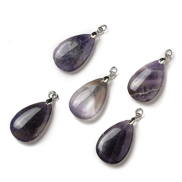 

PandaHall Natural Amethyst Pendants, Teardrop Charms, with Platinum Plated Brass Snap on Bails, Lead Free & Cadmium Free...