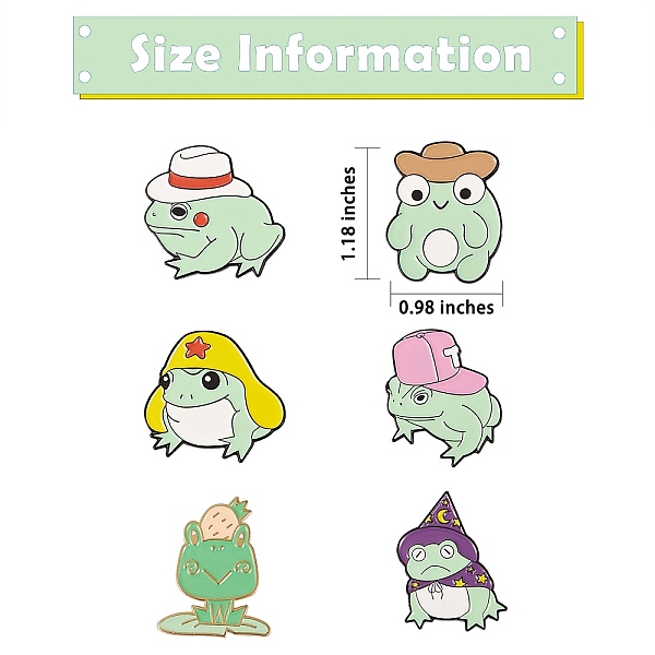 

PandaHall 6Pcs 6 Style Frog Enamel Pin, Cute Alloy Enamel Brooch Pin for Clothes Bags, Mixed Color, 26~30x21.5~31x10~11mm, 1pc/style..., Multicolor