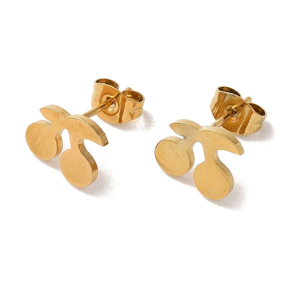 

PandaHall Vacuum Plating 304 Stainless Steel Stud Earrings, Plain Cherry, Golden, 8x9.5mm 304 Stainless Steel Cherry