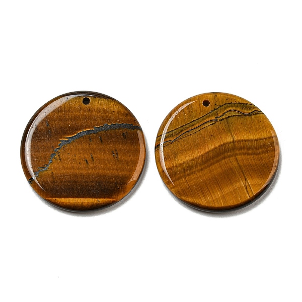 

PandaHall Natural Tiger Eye Pendants, Flat Round Charms, 29.5~30x3mm, Hole: 1.6mm Tiger Eye Flat Round