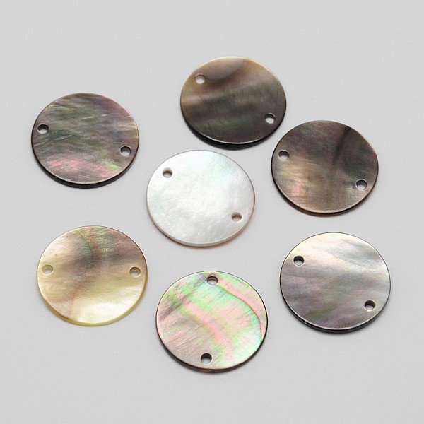 

PandaHall Flat Round Black Lip Shell Links connectors, Shell, 15x1mm, Hole: 0.5mm Shell Flat Round