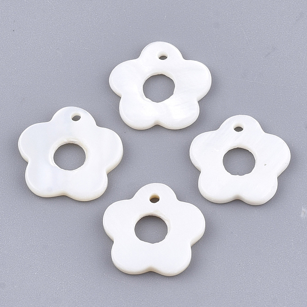 

PandaHall Freshwater Shell Charms, Flower, 12.5~13x13~13.5x1~2mm, Hole: 1.2mm Freshwater Shell Flower