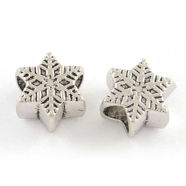 

PandaHall Tibetan Style Alloy European Large Hole Beads, Cadmium Free & Lead Free, Flower, Antique Silver, 9.5x11x6mm, Hole: 4.5mm, about...