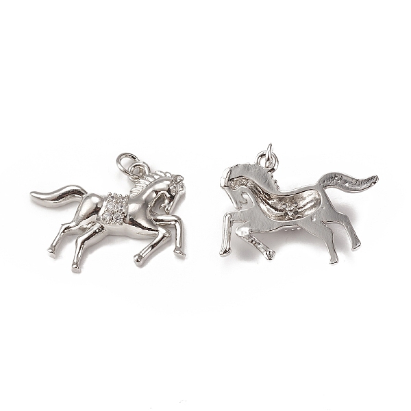 

PandaHall Brass Micro Pave Cubic Zirconia Pendants, with Jump Ring, Horse Charm, Platinum, 22x27x5mm, Hole: 3mm Brass+Cubic Zirconia Horse..., Clear