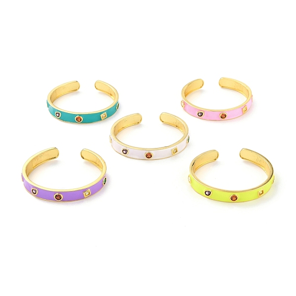 

PandaHall Colorful Geometry Cubic Zirconia Cuff Bangle, Real 18K Gold Plated Flat Brass Enamel Open Bangle for Women, Cadmium Free & Lead..., Multicolor