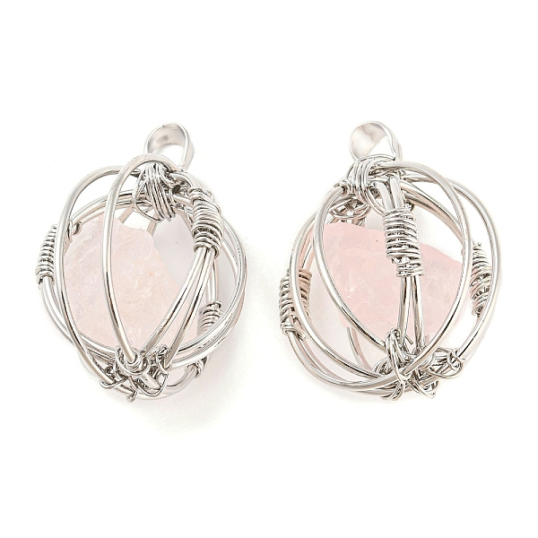 

PandaHall Natural Rose Quartz Pendants, Ball Charms with Rack Plating Platinum Plated Brass Findings, Lead Free & Cadmium Free...