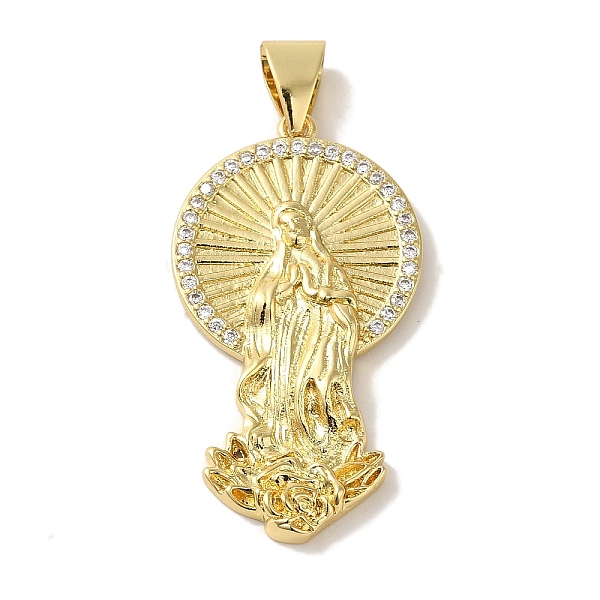 

PandaHall Rack Plating Brass Micro Pave Clear Cubic Zirconia Pendants, Cadmium Free & Lead Free, Long-Lasting Plated, Real 18K Gold Plated...
