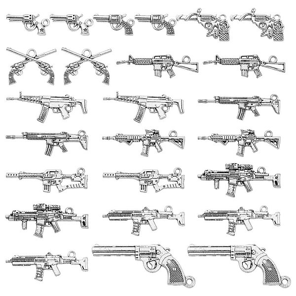 

PandaHall 60Pcs 12 Styles Tibetan Style Alloy Pendants, Cadmium Free & Nickel Free & Lead Free, Gun & Submachine Gun, Antique Silver...