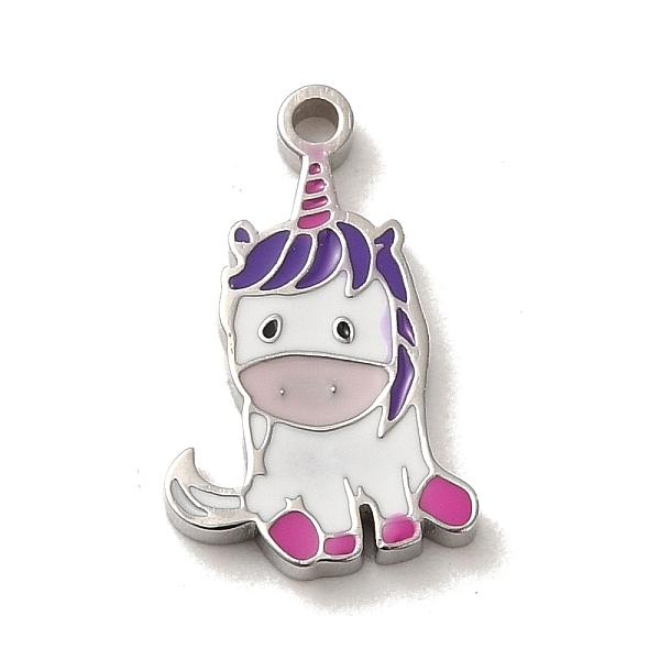 

PandaHall 304 Stainless Steel Enamel Charms, Unicorn Charm, Stainless Steel Color, 14x8.5x1mm, Hole: 1mm Stainless Steel+Enamel Unicorn