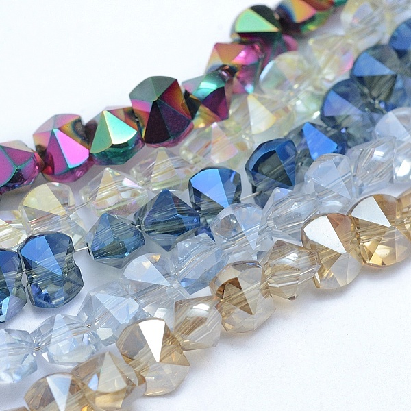 

PandaHall Electroplate Glass Beads Strands, Faceted, Rectangle Bicone, Mixed Color, 3x4x3.5mm, Hole: 0.6mm, about 150pcs/strand, 19.6 inch..., Multicolor