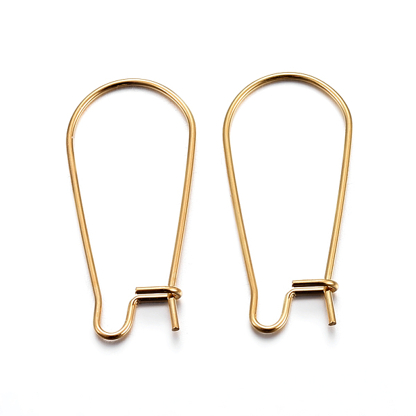 

PandaHall 304 Stainless Steel Hoop Earring Findings, Kidney Ear Wire, Golden, 21 Gauge, 33x12x0.7mm 304 Stainless Steel
