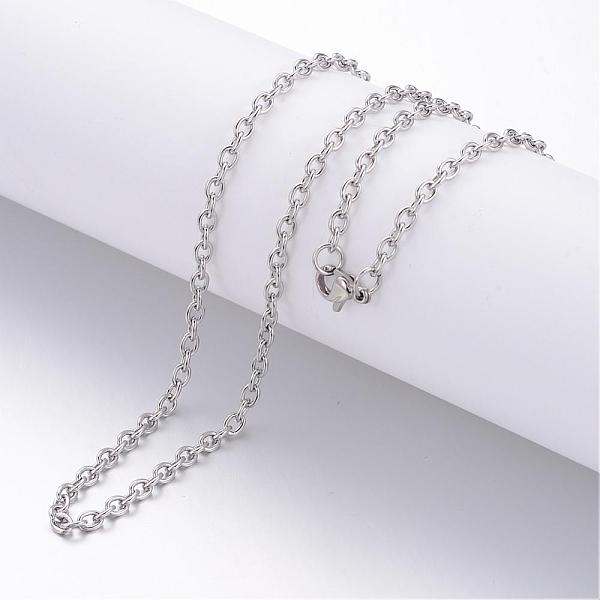 

PandaHall 304 Stainless Steel Necklace, Cable Chains, with Lobster Clasps, Stainless Steel Color, 23.6 inch(600mm), 3mm Stainless Steel