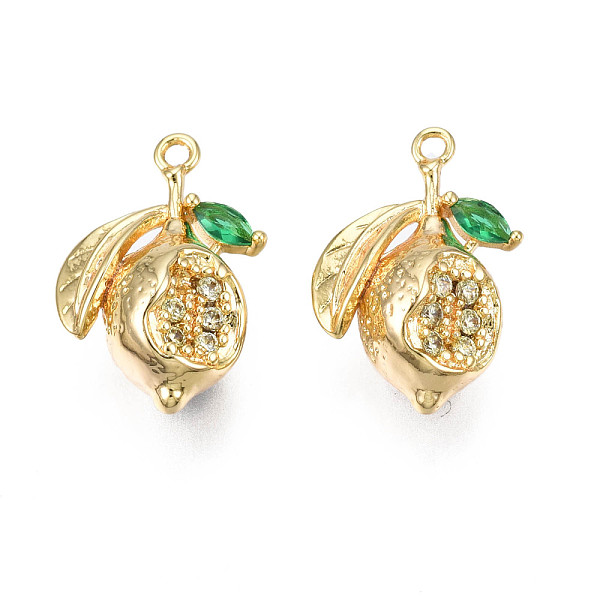 

PandaHall Brass Micro Pave Cubic Zirconia Pendants, Real 18K Gold Plated, Pomegranate, Clear, 17x11.5x8mm, Hole: 1.2mm Brass+Cubic Zirconia...
