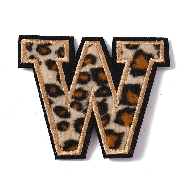 

PandaHall Polyester Computerized Embroidery Cloth Iron On Sequins Patches, Leopard Print Pattern Stick On Patch, Costume Accessories..., Gold
