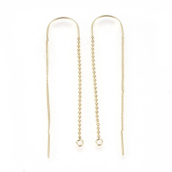 

PandaHall Brass Earring Findings, with Loop, Ear Thread, with Chains, Nickel Free, Real 18K Gold Plated, 72.5mm, Hole: 1.5mm, Pin: 0.9mm...