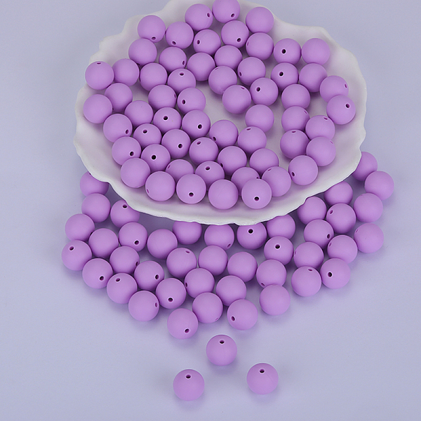 

PandaHall Round Silicone Focal Beads, Chewing Beads For Teethers, DIY Nursing Necklaces Making, Lavender, 15mm, Hole: 2mm Silicone Round..., Purple