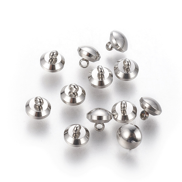 

PandaHall 201 Stainless Steel Shank Buttons, Half Round, Stainless Steel Color, 6x5.5mm, Hole: 1.5mm Stainless Steel Half Round