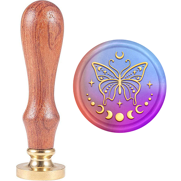 

PandaHall MAYJOYDIY Wax Seal Stamp Butterfly Sealing Wax Stamps Insect Moon Phase Stars Retro Wood Stamp Wax Seal 30mm Removable Brass Seal...