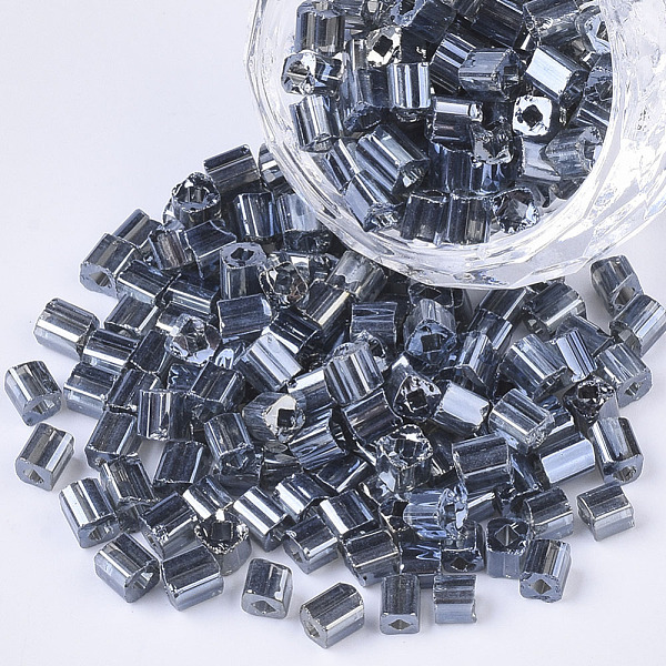

PandaHall 6/0 Glass Seed Beads, Transparent Colours Luster, Square Hole, Cube, Slate Gray, 6/0, 3~5x3~4x3~4mm, Hole: 1.2~1.4mm, about...
