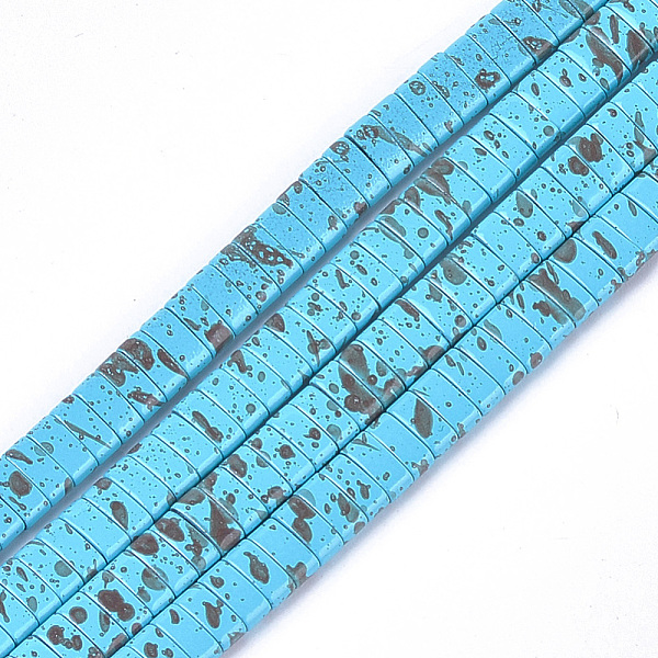 

PandaHall Spray Painted Non-magnetic Synthetic Hematite Beads, Two Hole Carrier Beads, For Tile Elastic Bracelets Making, Rectangle, Sky..., Blue