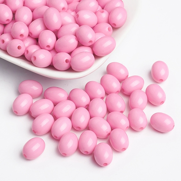 

PandaHall Opaque Acrylic Beads, Oval, Pink, 12x9mm, Hole: 2mm, about 820pcs/500g Acrylic Oval Pink