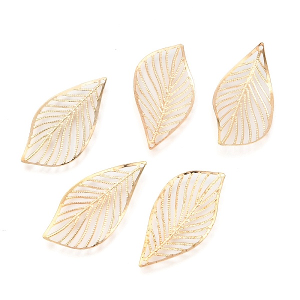 

PandaHall Hollow Iron Pendants, Leaf, Light Gold, 43x21x0.7mm, Hole: 1.2mm Iron Leaf