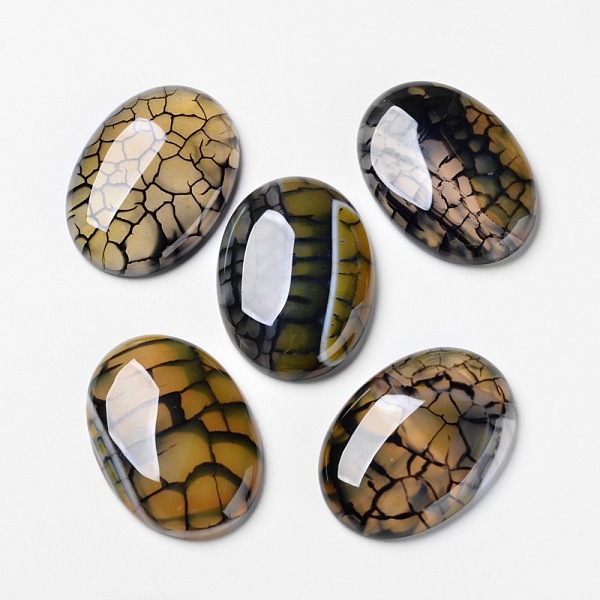 

PandaHall Natural Dragon Veins Agate Cabochons, Flat Back, Oval, Dyed, 30x22x7.5mm Natural Agate Oval