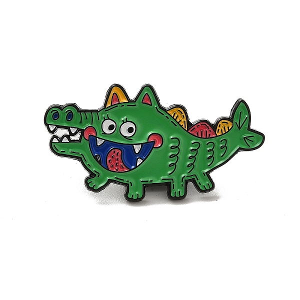 

PandaHall Black Baking Paint Zinc Alloy Brooches, for Backpack Cloth, Crocodile, Green, 18.5x35.5x1.5mm Alloy Crocodile Green