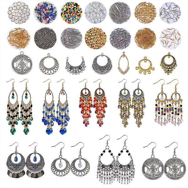 PandaHall DIY Chandelier Earring Making Kits, Including Alloy Links Connectors & Pendants & Links, Brass Links & Pins, 304 Stainless Steel...