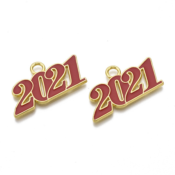 

PandaHall Alloy Enamel Pendants, Cadmium Free & Lead Free, New Year 2021, Red, 19.5x36x2mm, Hole: 3.5mm Alloy+Enamel Number Red