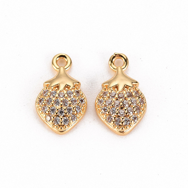 

PandaHall Brass Micro Pave Clear Cubic Zirconia Charms, Nickel Free, Strawberry, Real 18K Gold Plated, 13x8x3mm, Hole: 1.2mm Brass+Cubic...