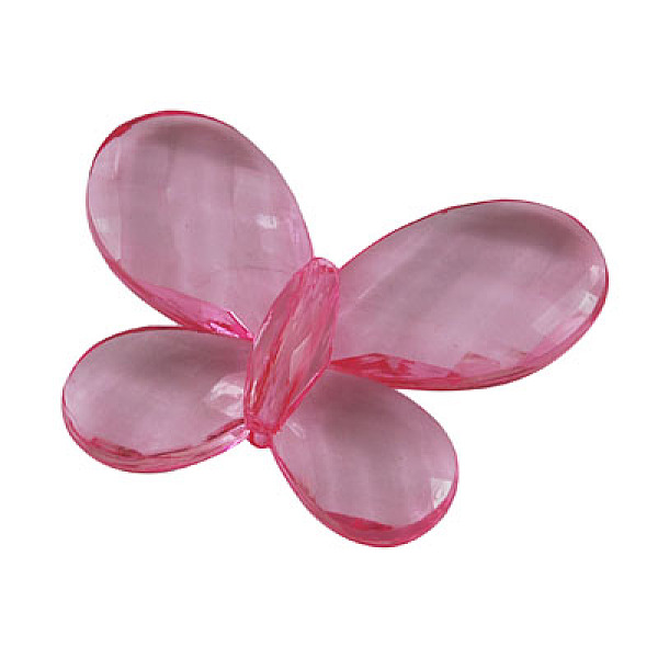 

PandaHall Transparent Acrylic Beads, Faceted, Butterfly, Pink, 35mm long, 46mm wide, 7mm thick, hole: 2mm Acrylic Butterfly Pink