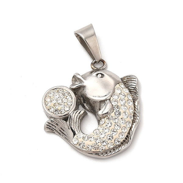

PandaHall 304 Stainless Steel Rhinestone Pendants, Fish Charms, Crystal, 26x25x5mm, Hole: 8.5x5mm Stainless Steel+Rhinestone Fish Clear