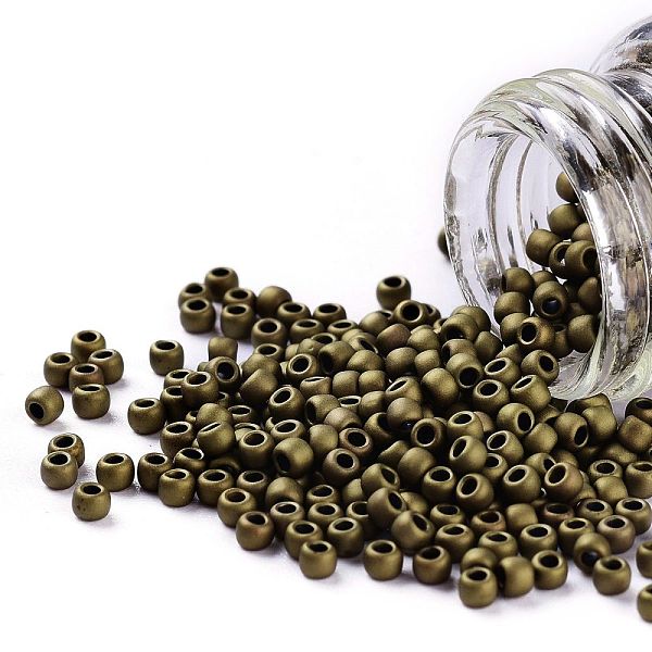 

PandaHall TOHO Round Seed Beads, Japanese Seed Beads, (223F) Opaque Frosted Antique Bronze, 11/0, 2.2mm, Hole: 0.8mm, about 5555pcs/50g..., Brown