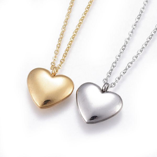 PandaHall 304 Stainless Steel Pendant Necklaces, with Cable Chains, Heart, Mixed Color, 17.7 PandaHall 304 Stainless Steel Pendant Necklaces, with Cable Chains, Heart, Mixed Color, 17.7