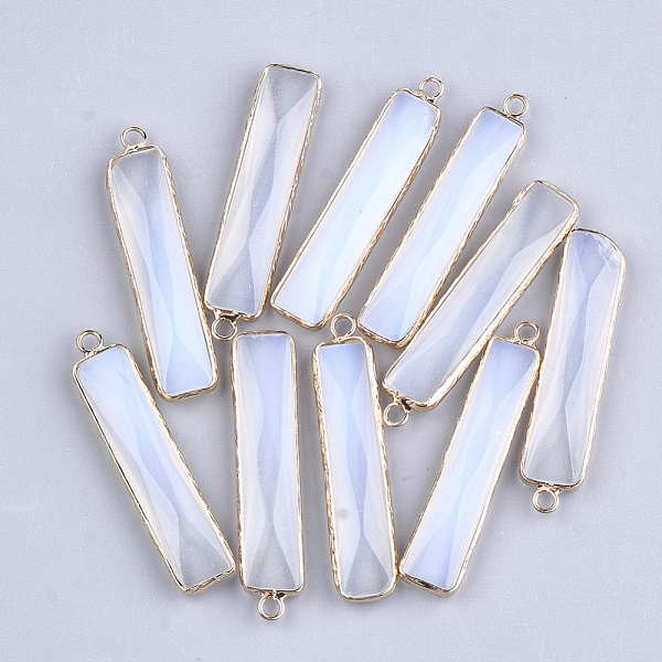 

PandaHall Opalite Pendants, with Brass Findings, Faceted, Rectangle, Golden, 46.5x10x5mm, Hole: 2mm Opalite Rectangle