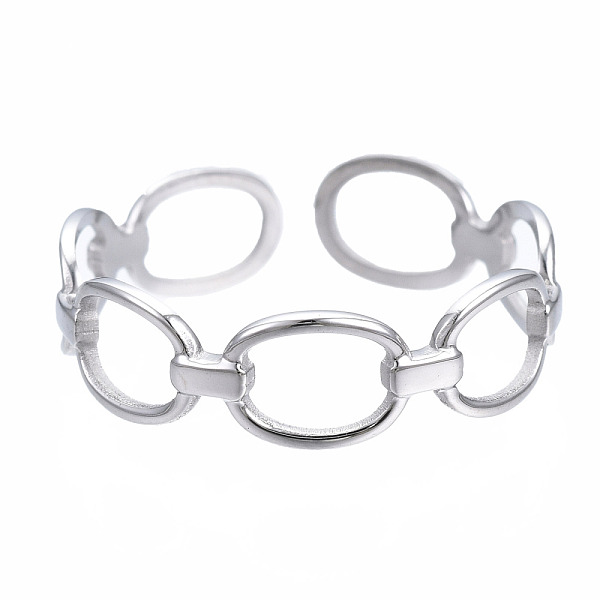 

PandaHall 304 Stainless Steel Oval Wrap Open Cuff Ring, Chunky Hollow Ring for Women, Stainless Steel Color, US Size 8 1/4(18.3mm) 304...