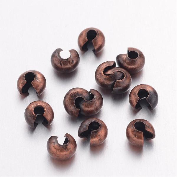 

PandaHall Iron Crimp Beads Covers, Cadmium Free & Nickel Free & Lead Free, Red Copper, 3mm In Diameter, Hole: 1.2~1.5mm Iron