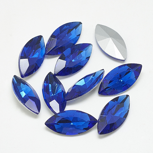 

PandaHall Pointed Back Glass Rhinestone Cabochons, Back Plated, Faceted, Horse Eye, Sapphire, 15x7x4mm Glass Rhinestone Horse Eye Blue