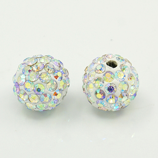 

PandaHall Polymer Clay Rhinestone Beads, Grade A, Round Pave Disco Ball Beads, Crystal AB, 10mm, Hole: 1.5mm Polymer Clay+Glass Rhinestone..., Blue