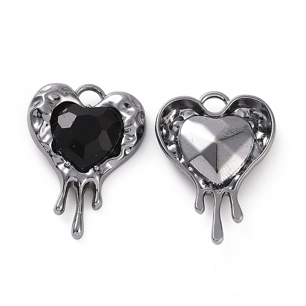 

PandaHall Rack Plating Alloy Glass Pendants, Cadmium Free & Lead Free & Nickle Free, Gunmetal Tone Melting Heart Charms, Black, 24x17x5mm...