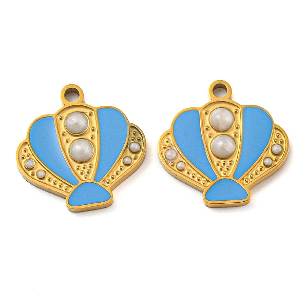 

PandaHall 316 Surgical Stainless Steel Charms, with Enamel, Shell Charm, Golden, 14x14x2mm, Hole: 1.5mm Stainless Steel+Enamel Balloon