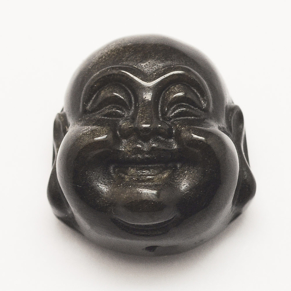 

PandaHall Natural Golden Sheen Obsidian Pendants, Buddha Head, 20x19x12.5mm, Hole: 1.5mm Obsidian Human Black
