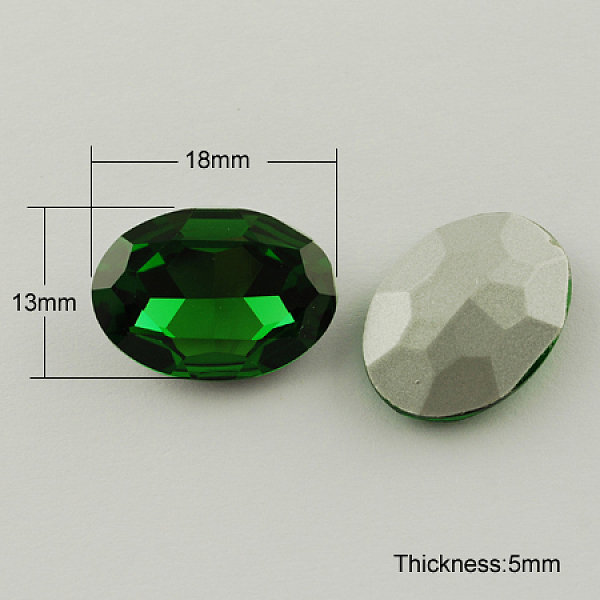

PandaHall Glass Pointed Back Rhinestone, Back Plated, Faceted, Oval, Green, 13x18x5mm Glass Rhinestone Oval Green