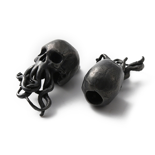 

PandaHall Brass European Beads, Large Hole Beads, Skull Octopus, Gunmetal, 28x14.5x15.5mm, Hole: 6mm Brass Skull