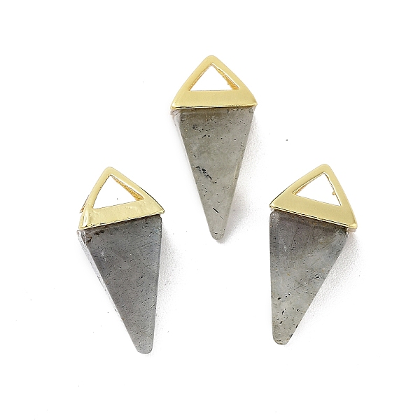 

PandaHall Natural Labradorite Pendants, Triangle Charms with Golden Plated Brass Findings, 18.5mm, Hole: 2x3mm Labradorite Triangle