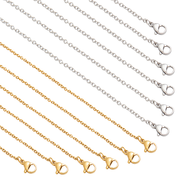 

PandaHall 20Pcs 2 Style 304 Stainless Steel Cable Chain Necklaces Set, for Beadable Necklace Making, Golden & Stainless Steel Color, 19.69...