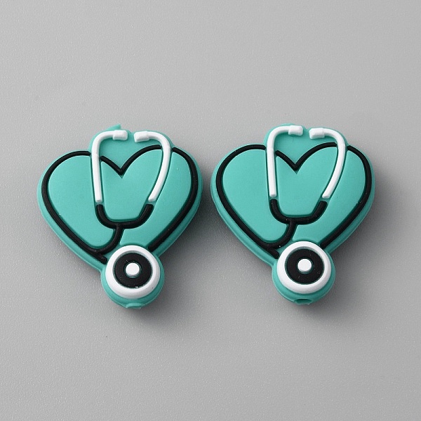 

PandaHall Silicone Beads, DIY Nursing Necklaces and Bracelets Making, Chewing Pendants For Teethers, Heart with Stethoscope, Turquoise..., Green