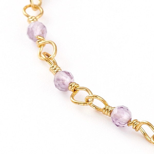 

PandaHall Faceted Round Natural Amethyst Beaded Bracelets, with Brass Lobster Claw Clasps, Golden, 7-3/8 inch(18.7cm) Amethyst