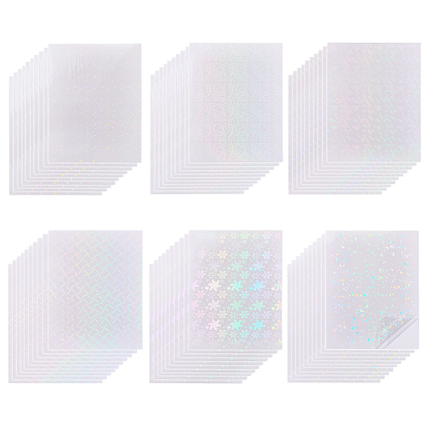 

PandaHall Olycraft 60 Sheets 6 Styles BOPP Plastic Transparent Holographic Lamination Sheets, Self Adhesive Photo Protective Transparency..., Clear